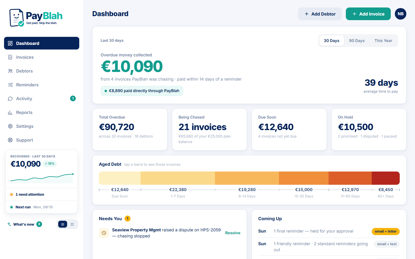 PayBlah system dashboard overview used in product demos