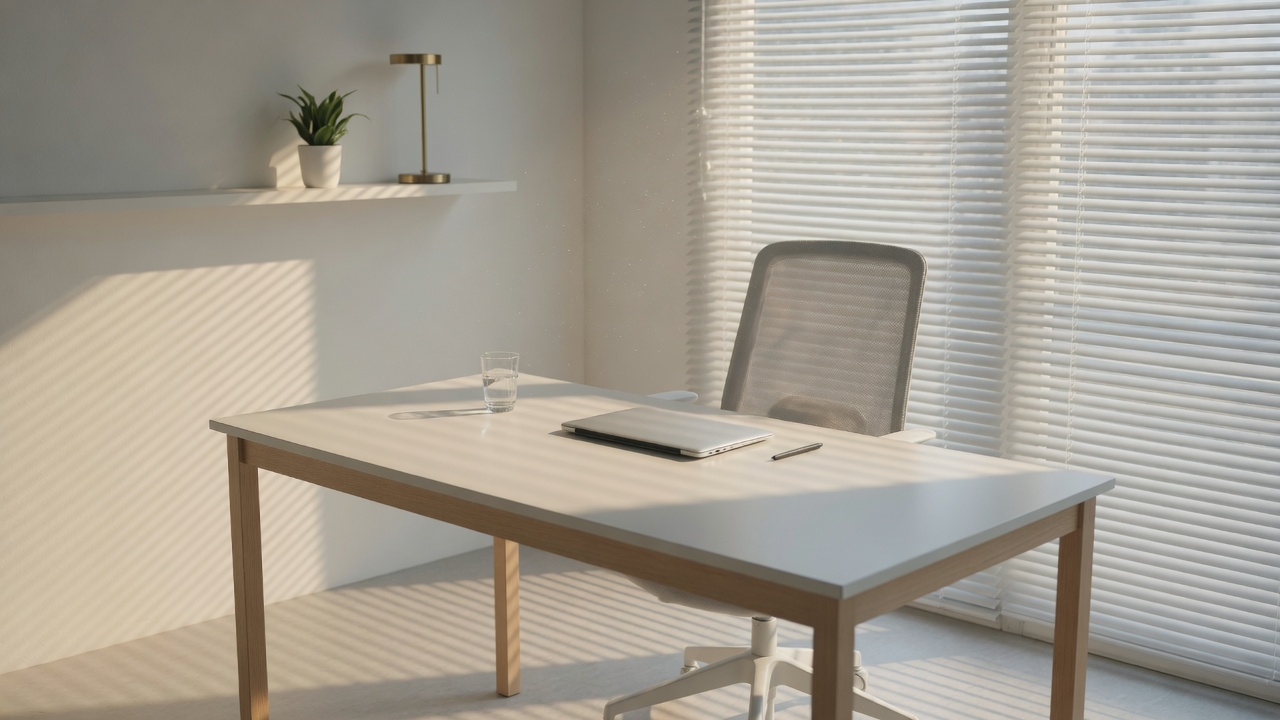 Empty office in morning light